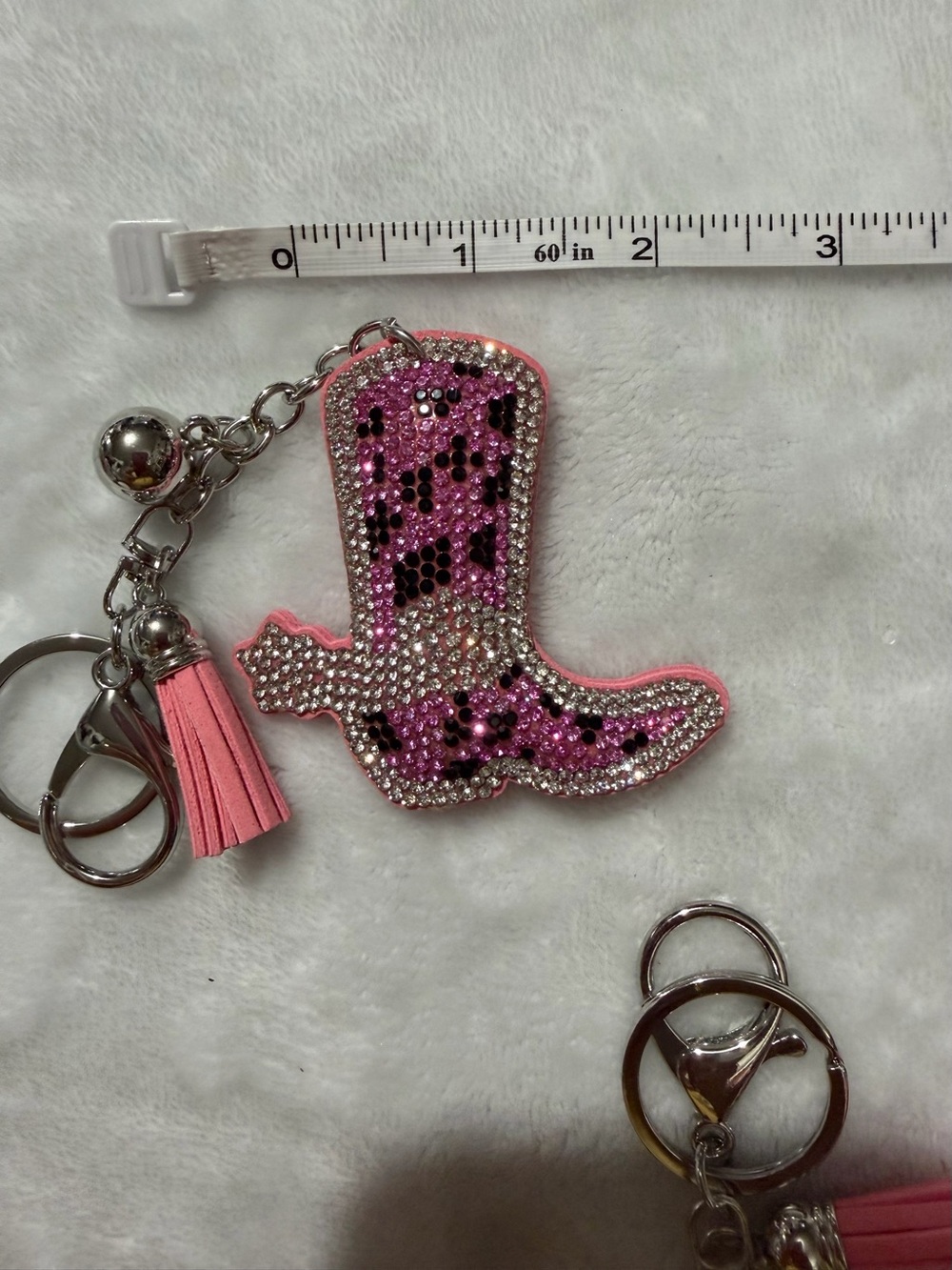 Pink Rhinestone Cowboy Hat & Boot Keychain Set - Picture 4 of 4